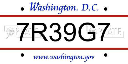 7R39G7 District Of Columbia License Plate