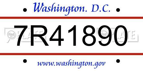 7R41890 District Of Columbia License Plate