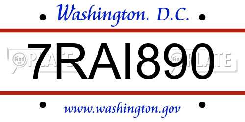7RAI890 District Of Columbia License Plate