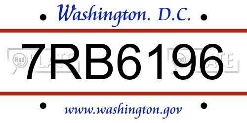 7RB6196 District Of Columbia License Plate