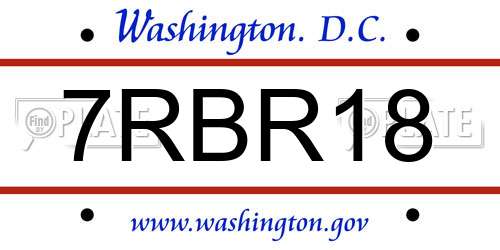 7RBR18 District Of Columbia License Plate