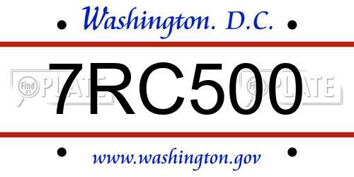 7RC500 District Of Columbia License Plate