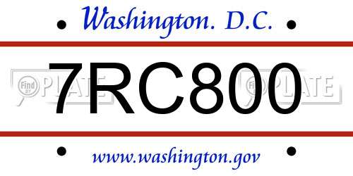7RC800 District Of Columbia License Plate