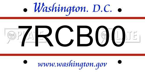 7RCB00 District Of Columbia License Plate