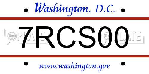 7RCS00 District Of Columbia License Plate
