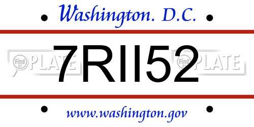 7RII52 District Of Columbia License Plate