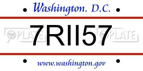 7RII57 District Of Columbia License Plate