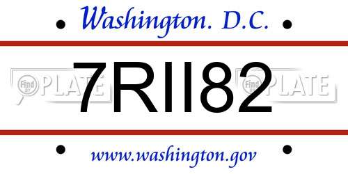 7RII82 District Of Columbia License Plate