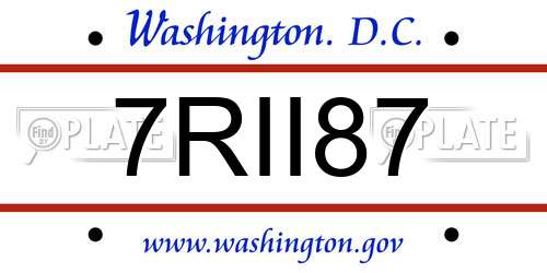 7RII87 District Of Columbia License Plate