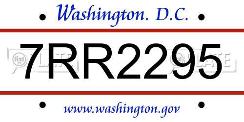 7RR2295 District Of Columbia License Plate