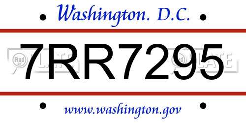 7RR7295 District Of Columbia License Plate