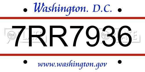 7RR7936 District Of Columbia License Plate