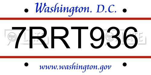7RRT936 District Of Columbia License Plate