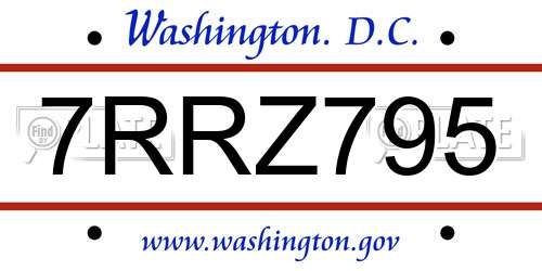 7RRZ795 District Of Columbia License Plate