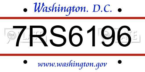 7RS6196 District Of Columbia License Plate