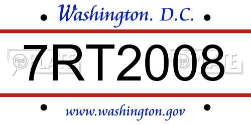 7RT2008 District Of Columbia License Plate
