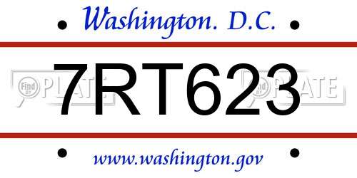 7RT623 District Of Columbia License Plate