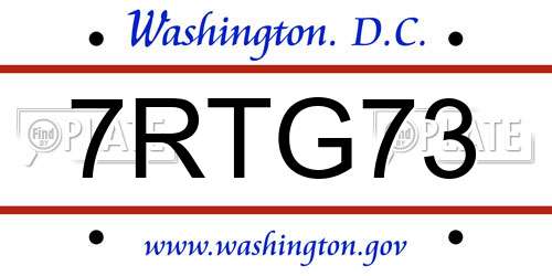 7RTG73 District Of Columbia License Plate