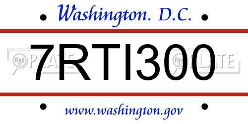 7RTI300 District Of Columbia License Plate