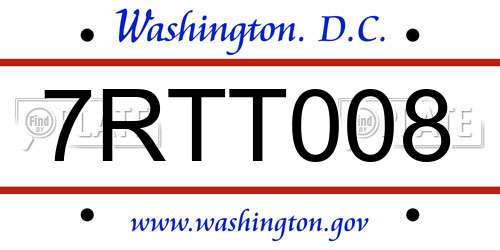 7RTT008 District Of Columbia License Plate
