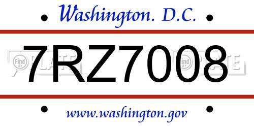 7RZ7008 District Of Columbia License Plate