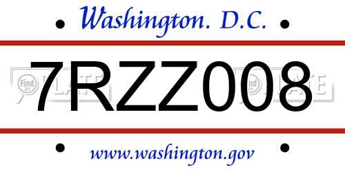 7RZZ008 District Of Columbia License Plate