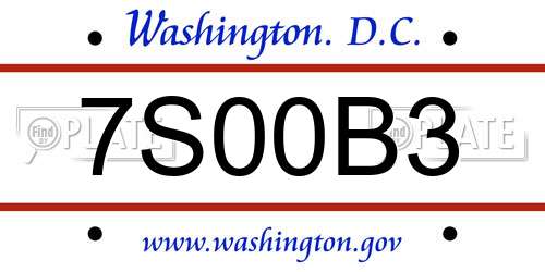7S00B3 District Of Columbia License Plate