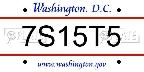 7S15T5 District Of Columbia License Plate