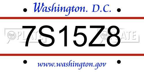 7S15Z8 District Of Columbia License Plate