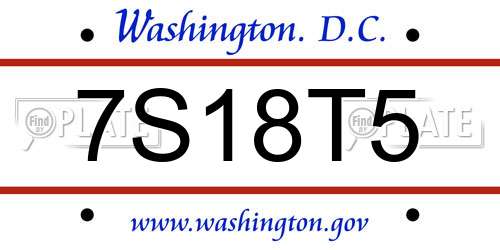 7S18T5 District Of Columbia License Plate