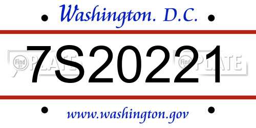 7S20221 District Of Columbia License Plate
