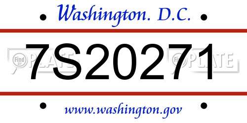 7S20271 District Of Columbia License Plate