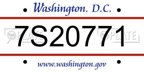 7S20771 District Of Columbia License Plate