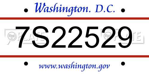 7S22529 District Of Columbia License Plate