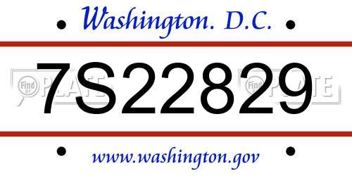 7S22829 District Of Columbia License Plate