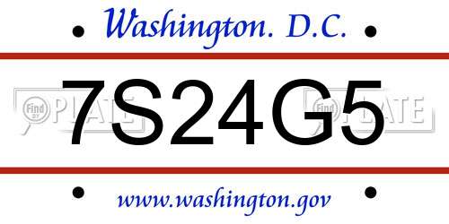 7S24G5 District Of Columbia License Plate