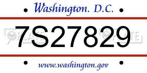 7S27829 District Of Columbia License Plate