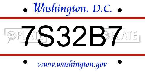 7S32B7 District Of Columbia License Plate