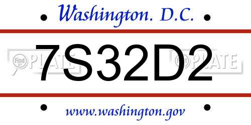 7S32D2 District Of Columbia License Plate