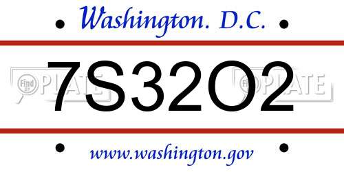 7S32O2 District Of Columbia License Plate