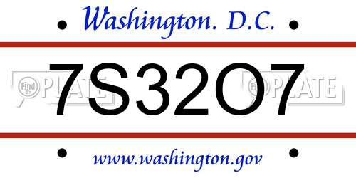 7S32O7 District Of Columbia License Plate