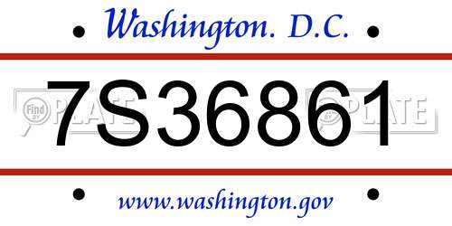 7S36861 District Of Columbia License Plate