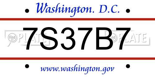 7S37B7 District Of Columbia License Plate
