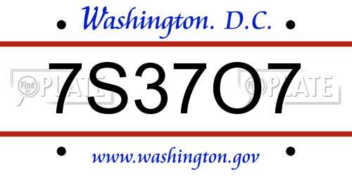 7S37O7 District Of Columbia License Plate