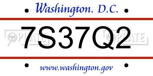 7S37Q2 District Of Columbia License Plate