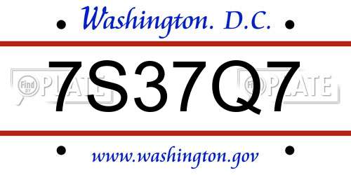 7S37Q7 District Of Columbia License Plate