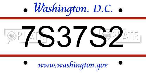 7S37S2 District Of Columbia License Plate