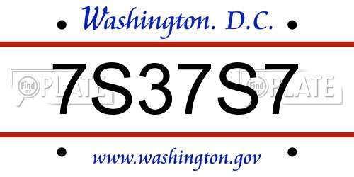 7S37S7 District Of Columbia License Plate