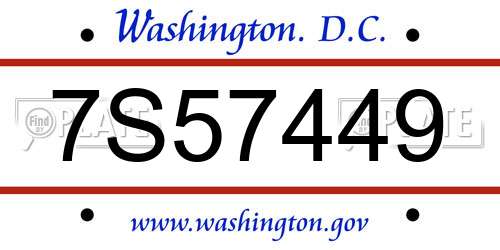 7S57449 District Of Columbia License Plate