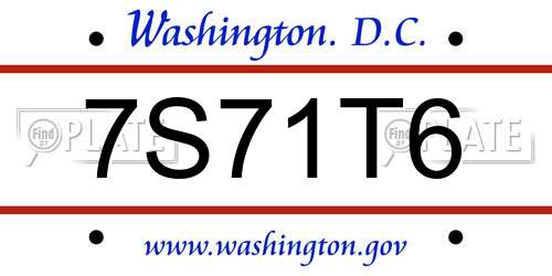 7S71T6 District Of Columbia License Plate